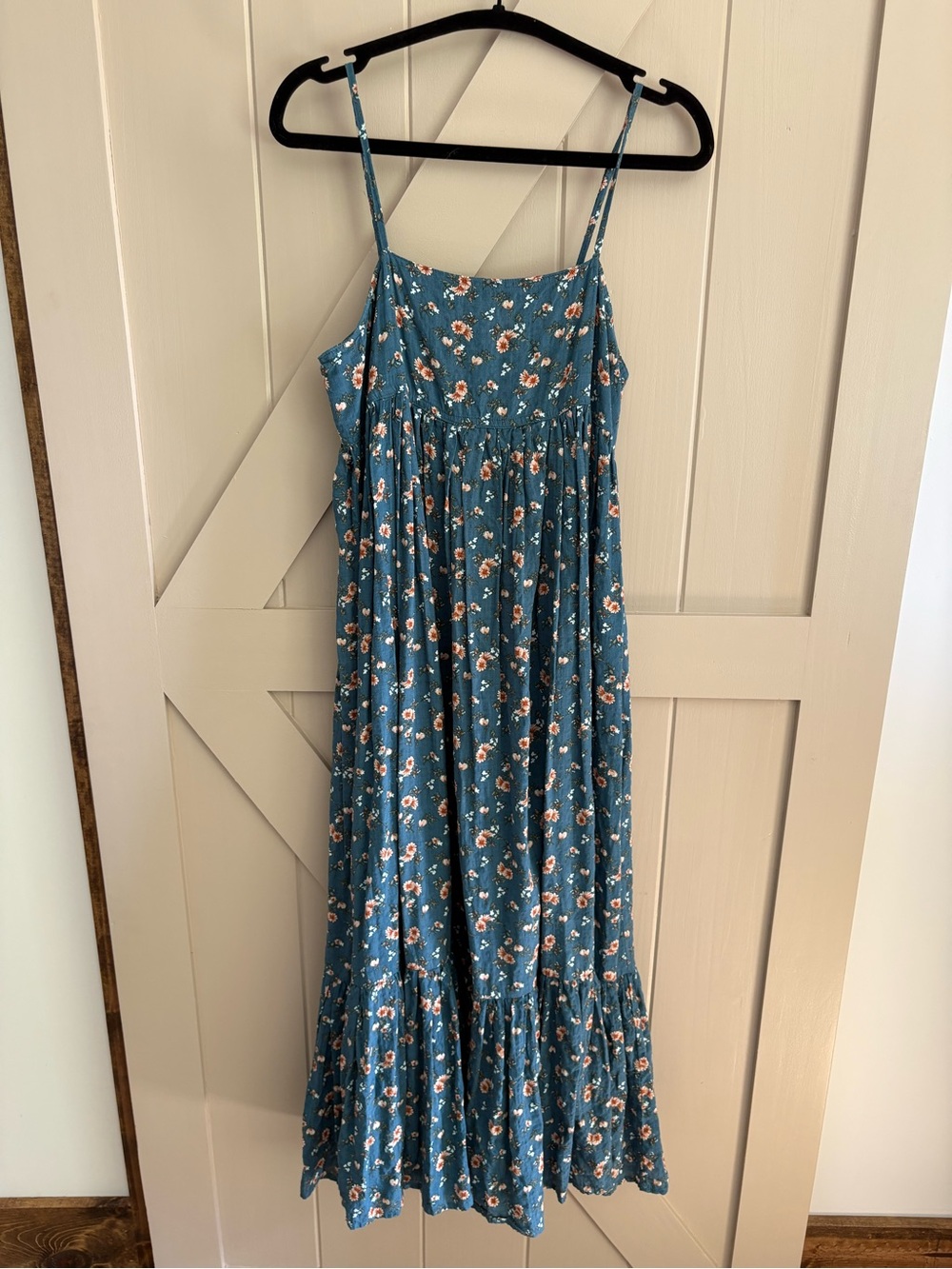 Natural life blue ditzy floral maxi dress spaghetti straps size SM cottagecore